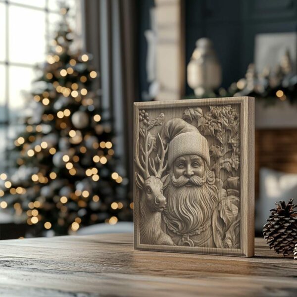 Incisione laser 3D: Babbo Natale e renne |