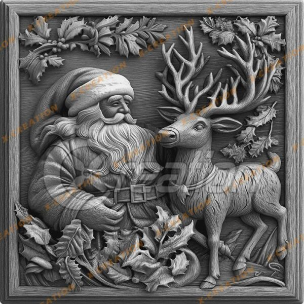 3D Laser Engraving: Santa & Reindeer | PNG