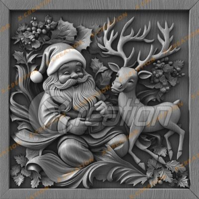 3D-Lasergravur: Santa & Rentier | PNG für Glowforge