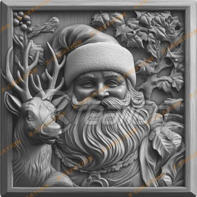 Grabado láser 3D: Papá Noel y renos |