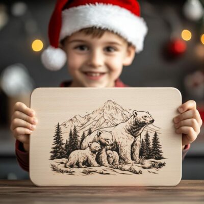 Bear Family Charcuterie Board | Christmas Laser Engraving