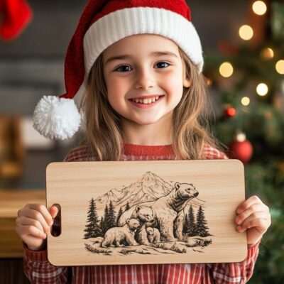 Plateau de charcuterie Bear Family | Gravure laser