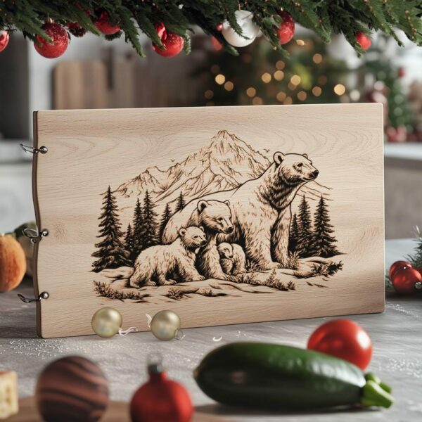 Bear Family Charcuterie Board | Christmas Laser Engraving