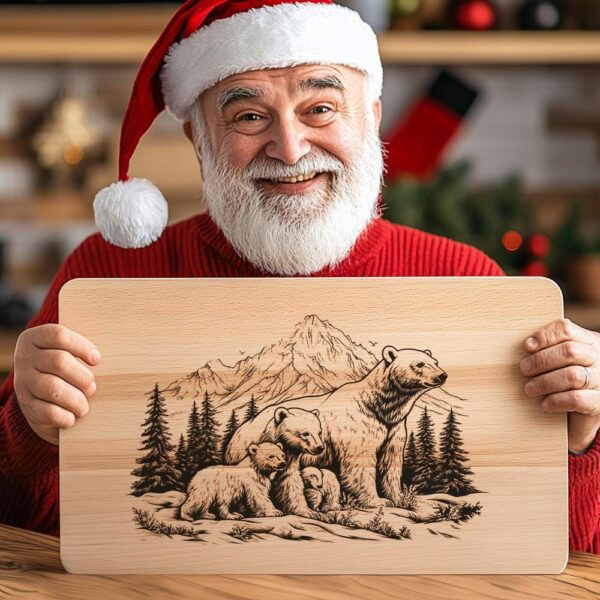 Bear Family Charcuterie Board | Christmas Laser Engraving