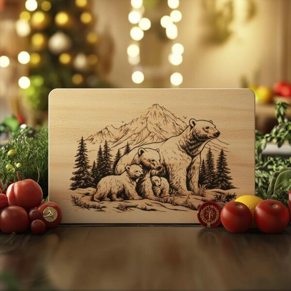 Bear Family Charcuterie Board | Christmas Laser Engraving