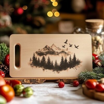 Bird Family Charcuterie Board Engraving | Christmas Kitchen