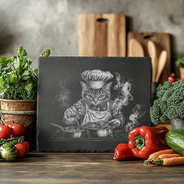 Cat Chef Slate Cheese Board | PNG Laser