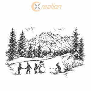 Children Building Snowman Charcuterie Board Engraving | Christmas