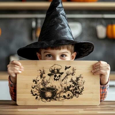 Halloween Charcuterie Board File | Cute Ghost Chef PNG Decor