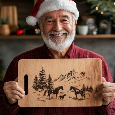 Horse Family Charcuterie Board | Christmas Laser Engraving