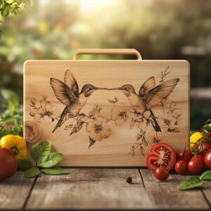 Hummingbirds & Flower Charcuterie Board | File di incisione PNG HQ