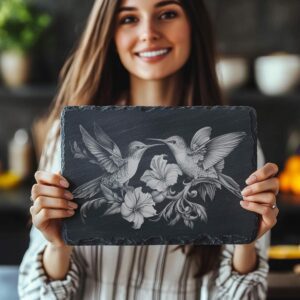 Hummingbirds Slate Cheese Board | Laser Engraving File