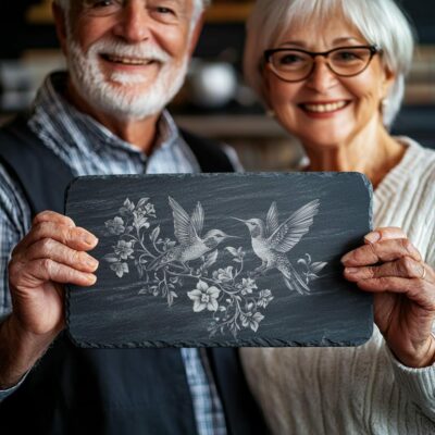 Hummingbirds Slate Cheese Board | Laser Engraving File