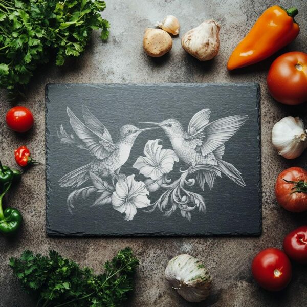 Plateau à fromage Hummingbirds Slate | Fichier pour