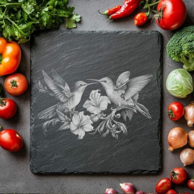 Plateau à fromage Hummingbirds Slate | Fichier pour