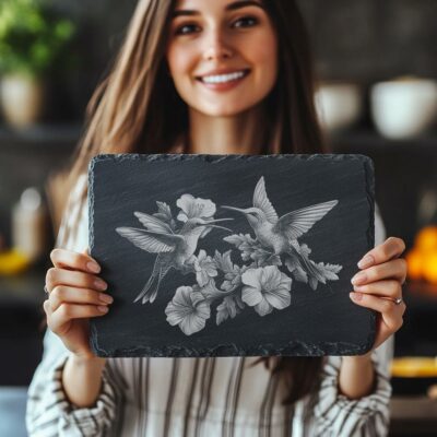 Tagliere in ardesia per uccelli colibrì | Incisione