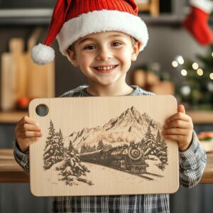 Polar Express Train Charcuterie Board Laser Engraving |