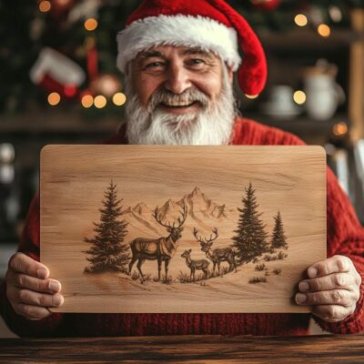 Reindeer Family Charcuterie Board | Christmas Laser Engraving