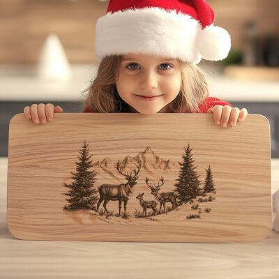 Reindeer Family Charcuterie Board | Christmas Laser Engraving