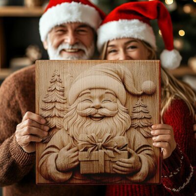 File di incisione laser 3D di Babbo Natale