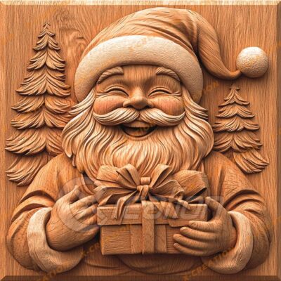 File di incisione laser 3D di Babbo Natale