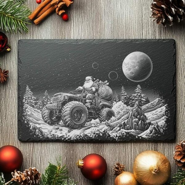 Santa on Monster Truck Slate Cheese Board |