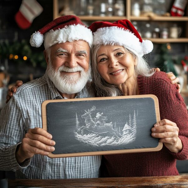 Santa on Reindeer Slate Cheese Board | Laser