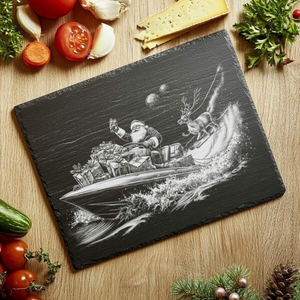 Santa on Speedboat Slate Cheese Board | Christmas