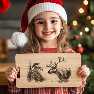 Santa & Reindeer Charcuterie Board Engraving | Christmas