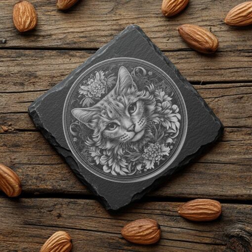 File Coaster in ardesia | Decorazione illusionistica 3D