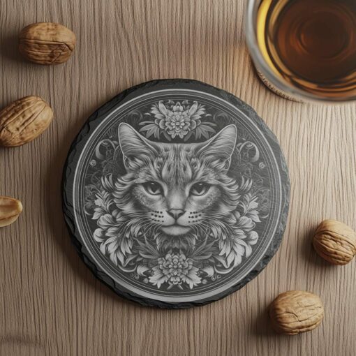 File Coaster in ardesia | Decorazione illusionistica 3D