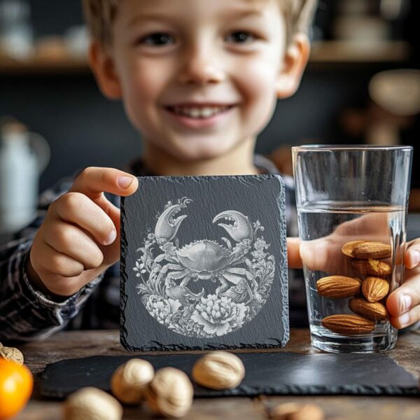 Slate Coaster File | Crab & Flower 3D