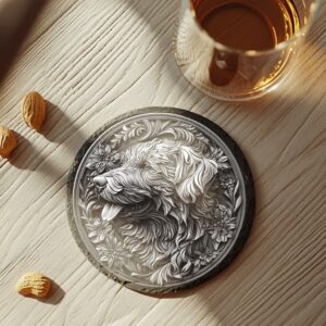 Slate Coaster File | Dog & Flower 3D