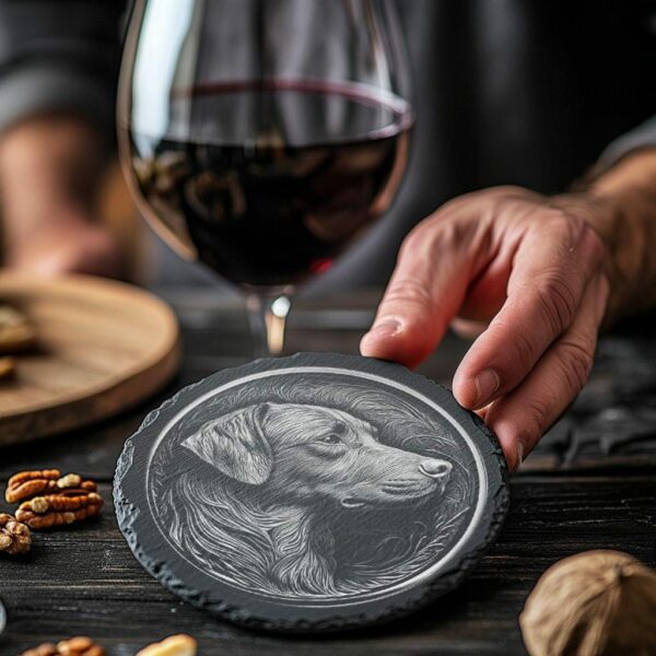 Slate Coaster File | Dog & Flower 3D