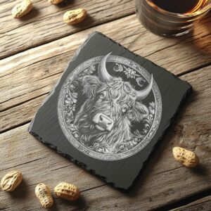 Slate Coaster File | Highland Cow 3D Illusion