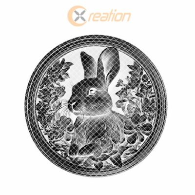 Slate Coaster Datei | Rabbit & Flower 3D