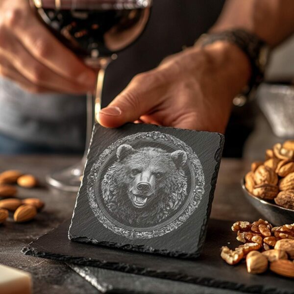 Slate Coaster File | Wild Bear 3D Illusion