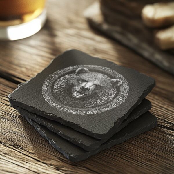 Slate Coaster File | Wild Bear 3D Illusion