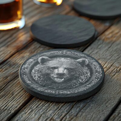 Slate Coaster File | Wild Bear 3D Illusion