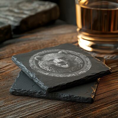 Slate Coaster File | Wild Bear 3D Illusion