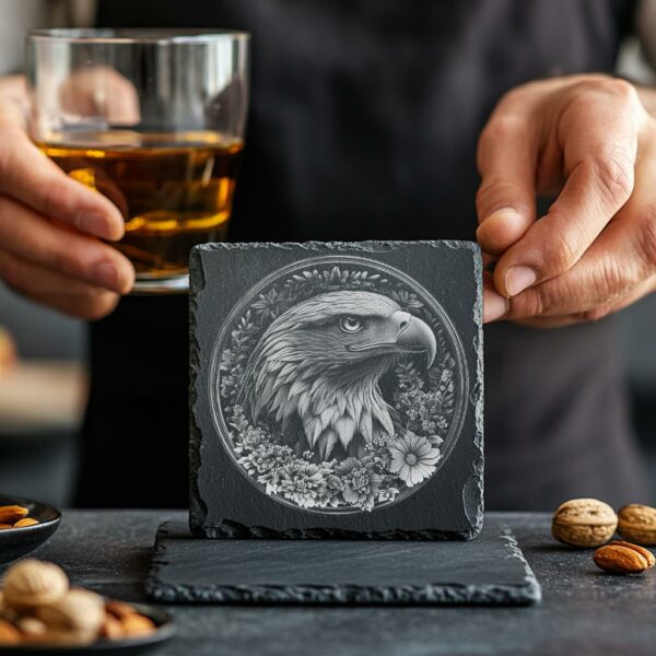 Slate Coaster File | Wild Eagle 3D Illusion