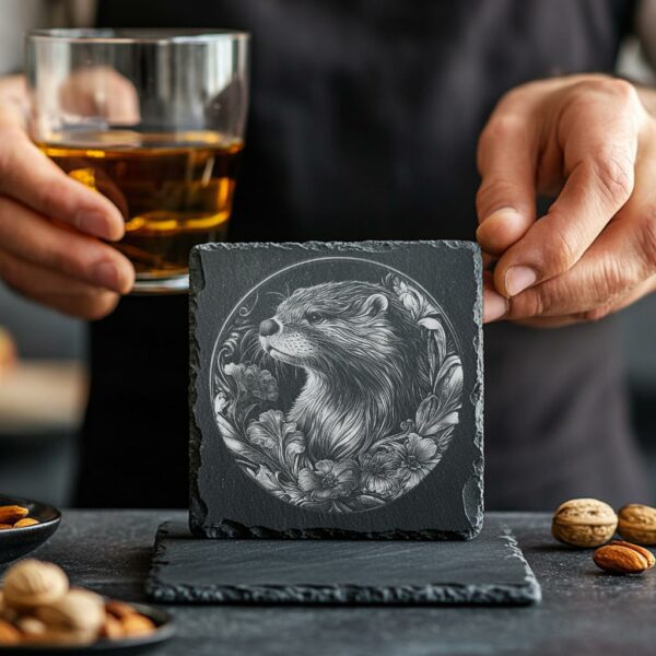 Slate Coaster File | Wild Otter 3D Illusion