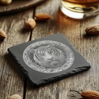 Slate Coaster File | Wild Tiger 3D Illusion