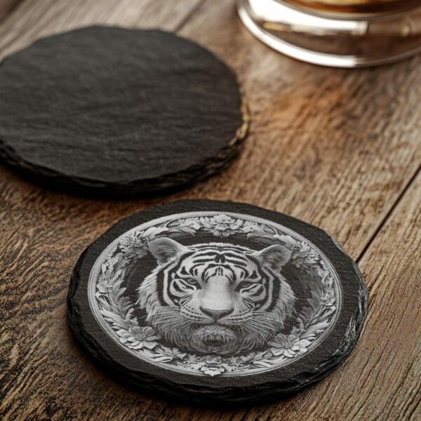 Slate Coaster File | Wild Tiger 3D Illusion