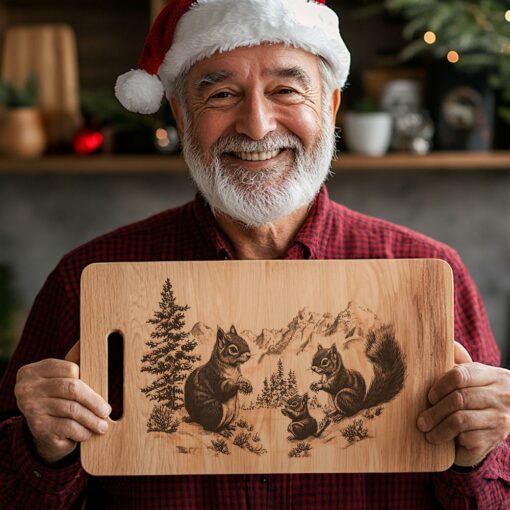 Squirrel Family Charcuterie Board | Christmas Laser Engraving