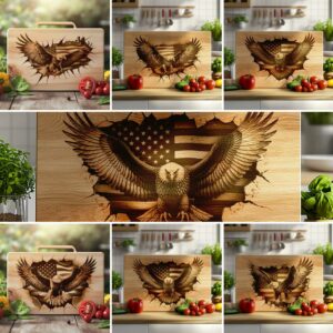 6 American Eagle Flag Charcuterie Board Gravuren, 3D-Illusion #007