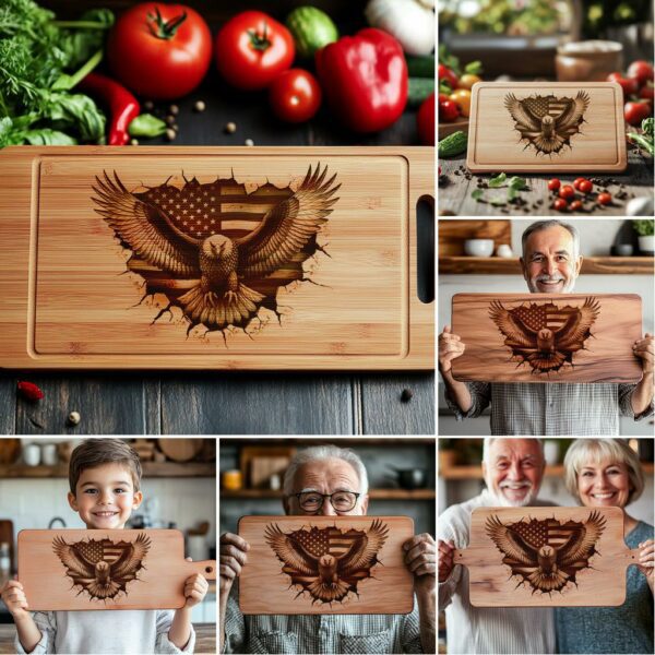 6 American Eagle Flag Charcuterie Board Engravings, 3D