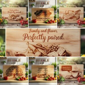 6 Charcuterie Board Engraving Files, Family & Mealtime Quotes Bundle #001