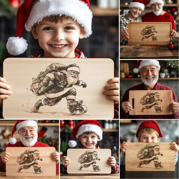 6 Christmas Charcuterie Board Engravings, Funny Santa Claus