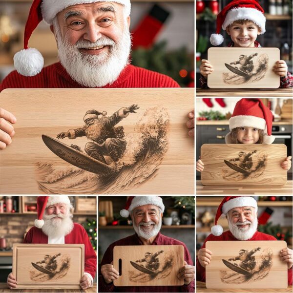 6 Christmas Charcuterie Board Engravings, Funny Santa Claus